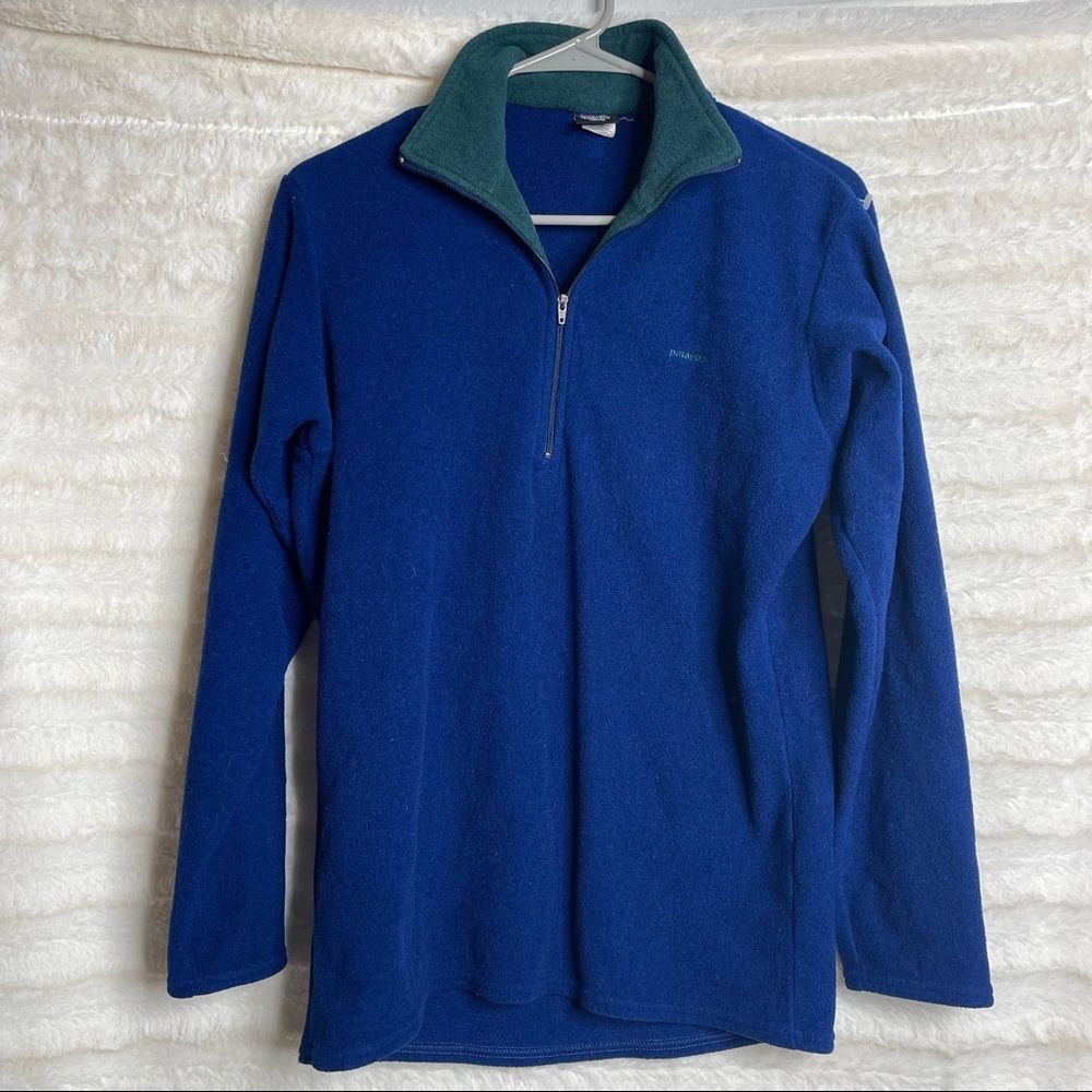 Patagonia Capilene 1/4 Zip Shirt Mens Blue Long Sleeve Made In USA Small VTG